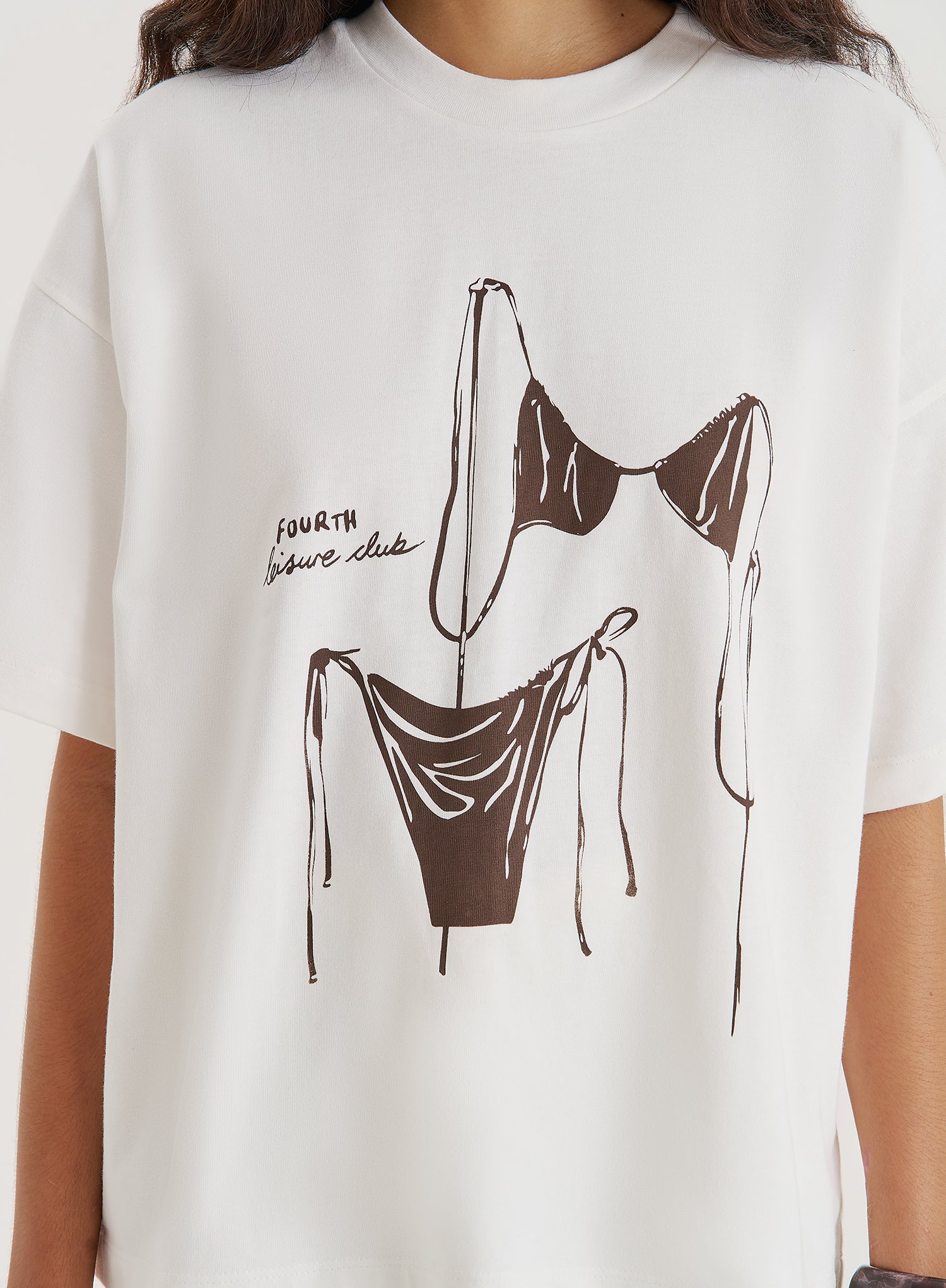 Cream Bikini Graphic Oversized T-Shirt